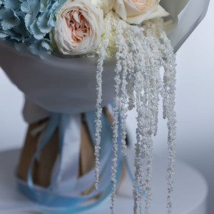 Сборный голубой букет с гортензией и амарантом фото 2