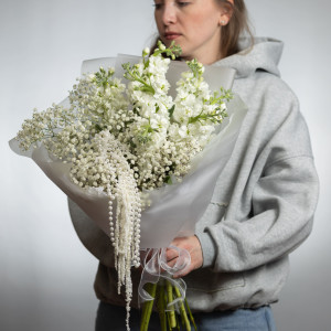 Дуо букет маттиола и гипсофила фото 2