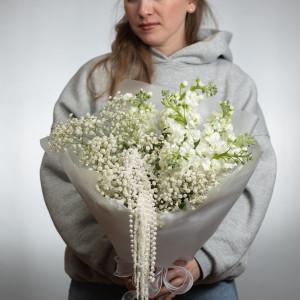 Дуо букет маттиола и гипсофила фото 3