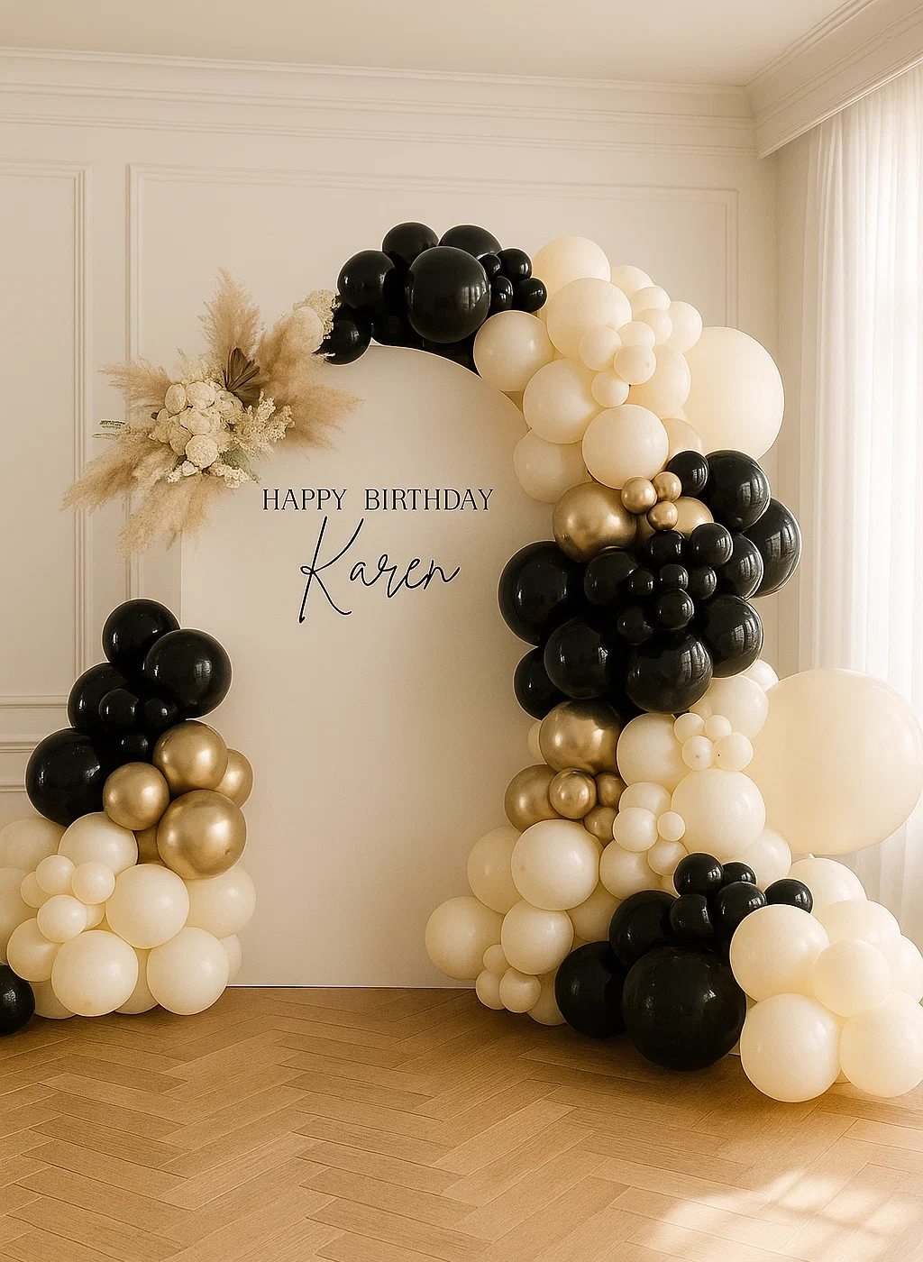 Фотозона для праздника _Черно-бежевая_ Фотозона для праздника "Черно-бежевая"