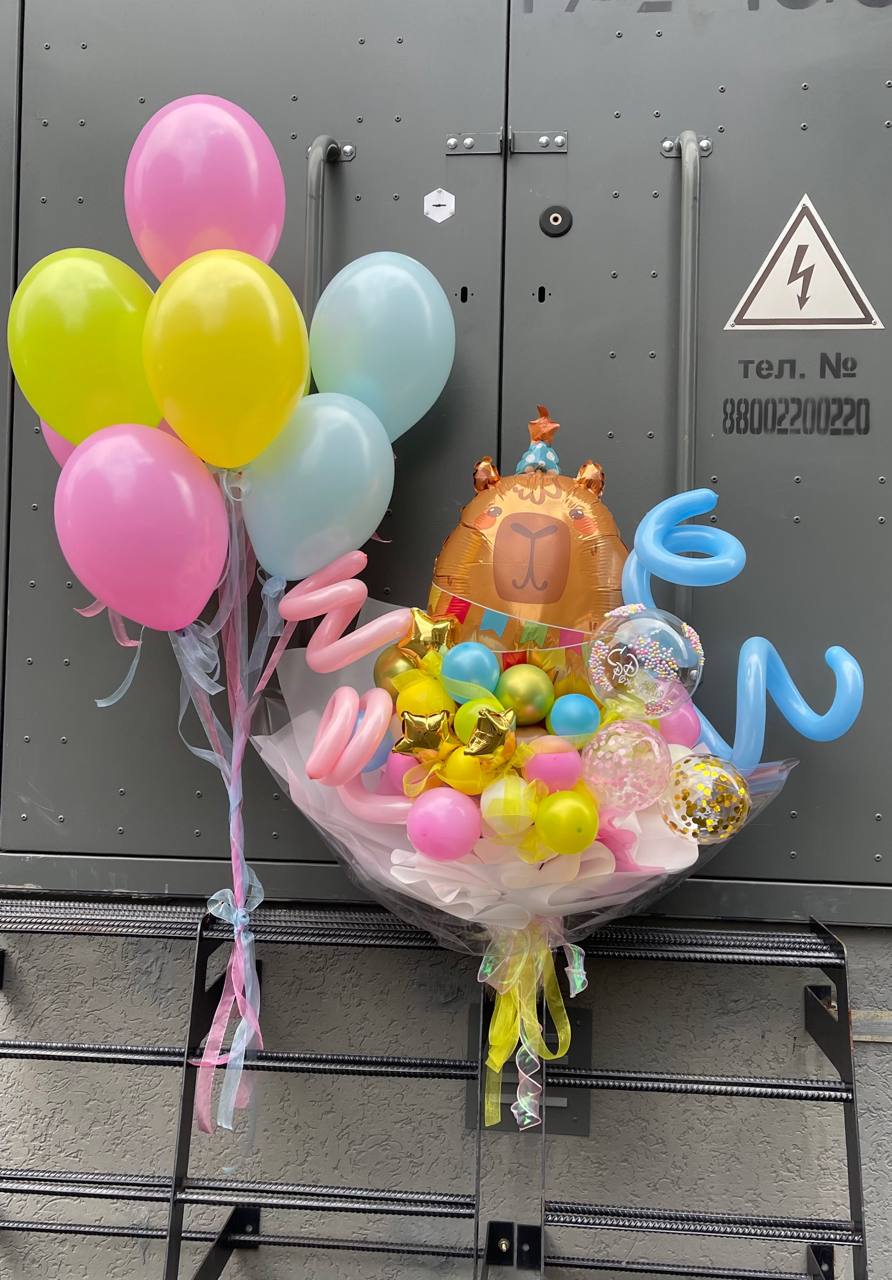 Набор шаров Праздник с капибарой фото 2 Набор шаров Праздник с капибарой фото 2