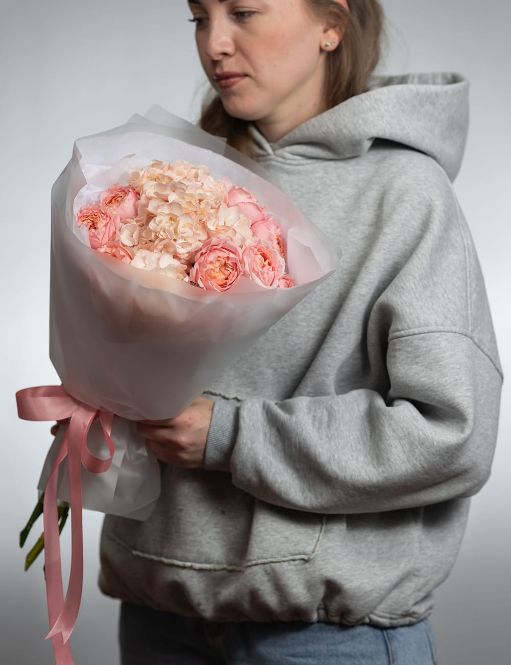 Сборный букет гортензия и пионовидная роза 3 Сборный букет гортензия и пионовидная роза фото 2