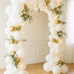 Арка из шаров Белая с цветами