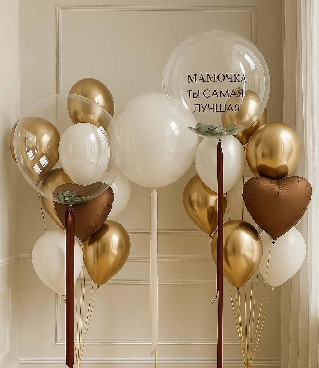 Набор шаров в бело-золотых тонах Воздушный Набор шаров в бело-золотых тонах Воздушный