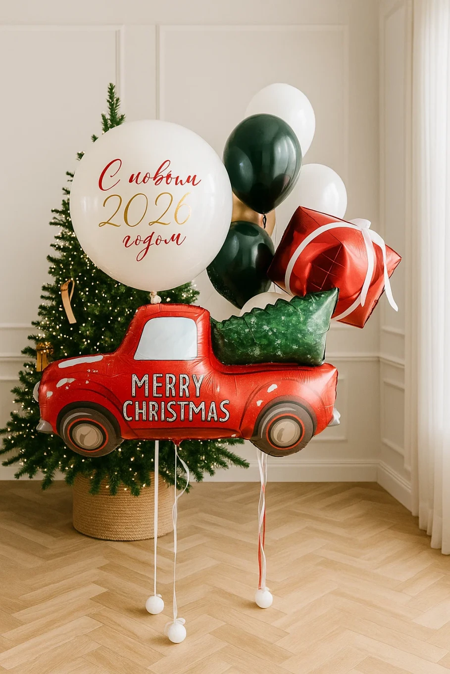 Набор шаров Новогодний с машиной Набор шаров "Новогодний с машиной"