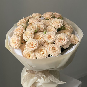 Букет Персиковый из 9 кустовых роз фото 3