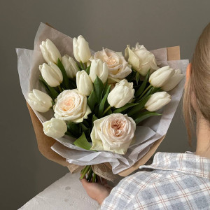 Сборный букет с тюльпанами и розой O'Hara фото 2