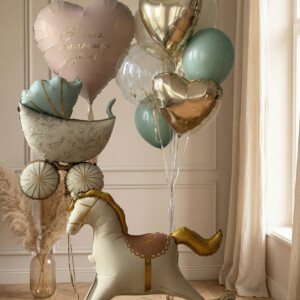 Набор шаров для новорожденной С лошадкой